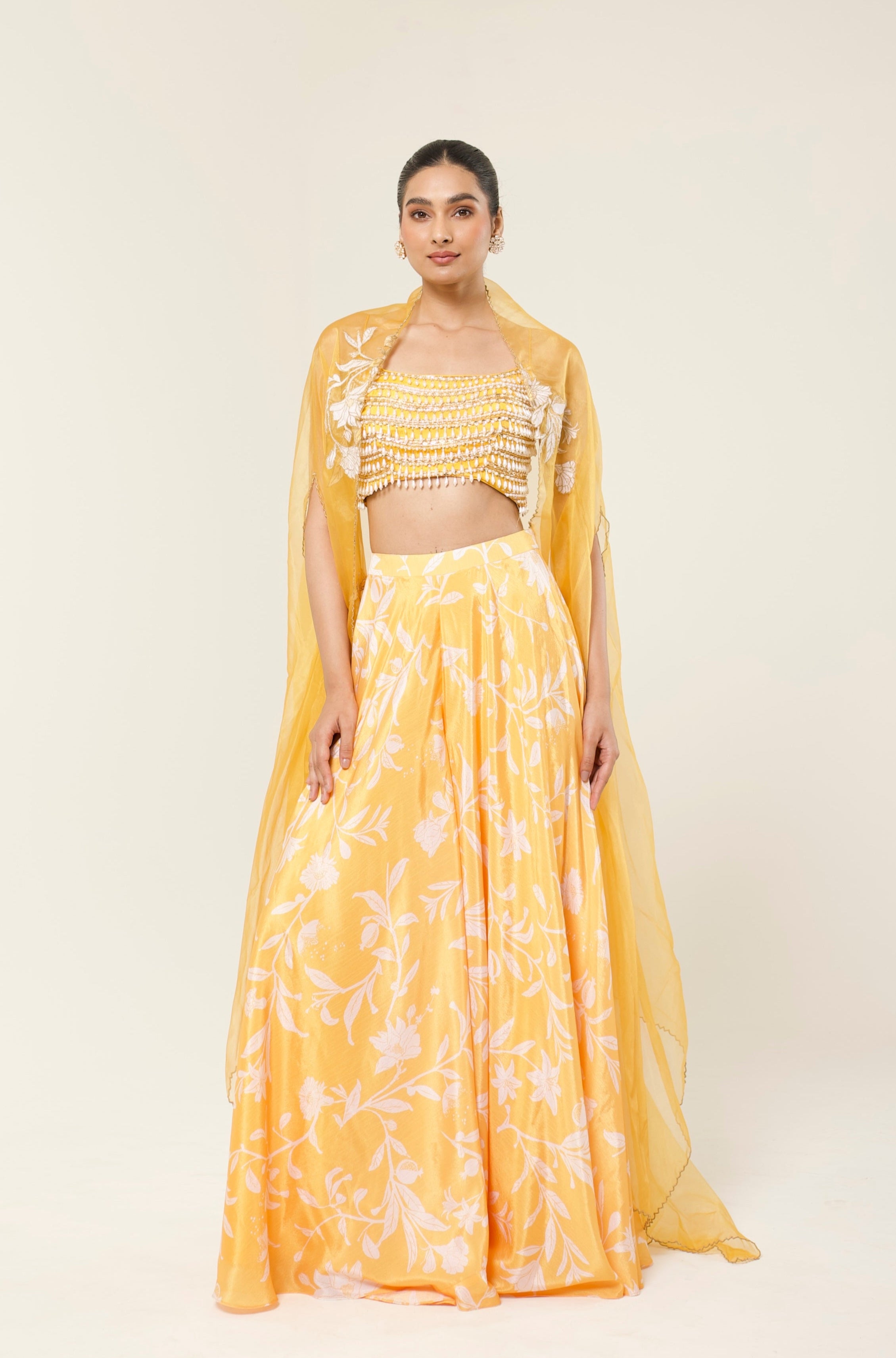 SUNKISSED PRINTED SHARARA CAPE SET